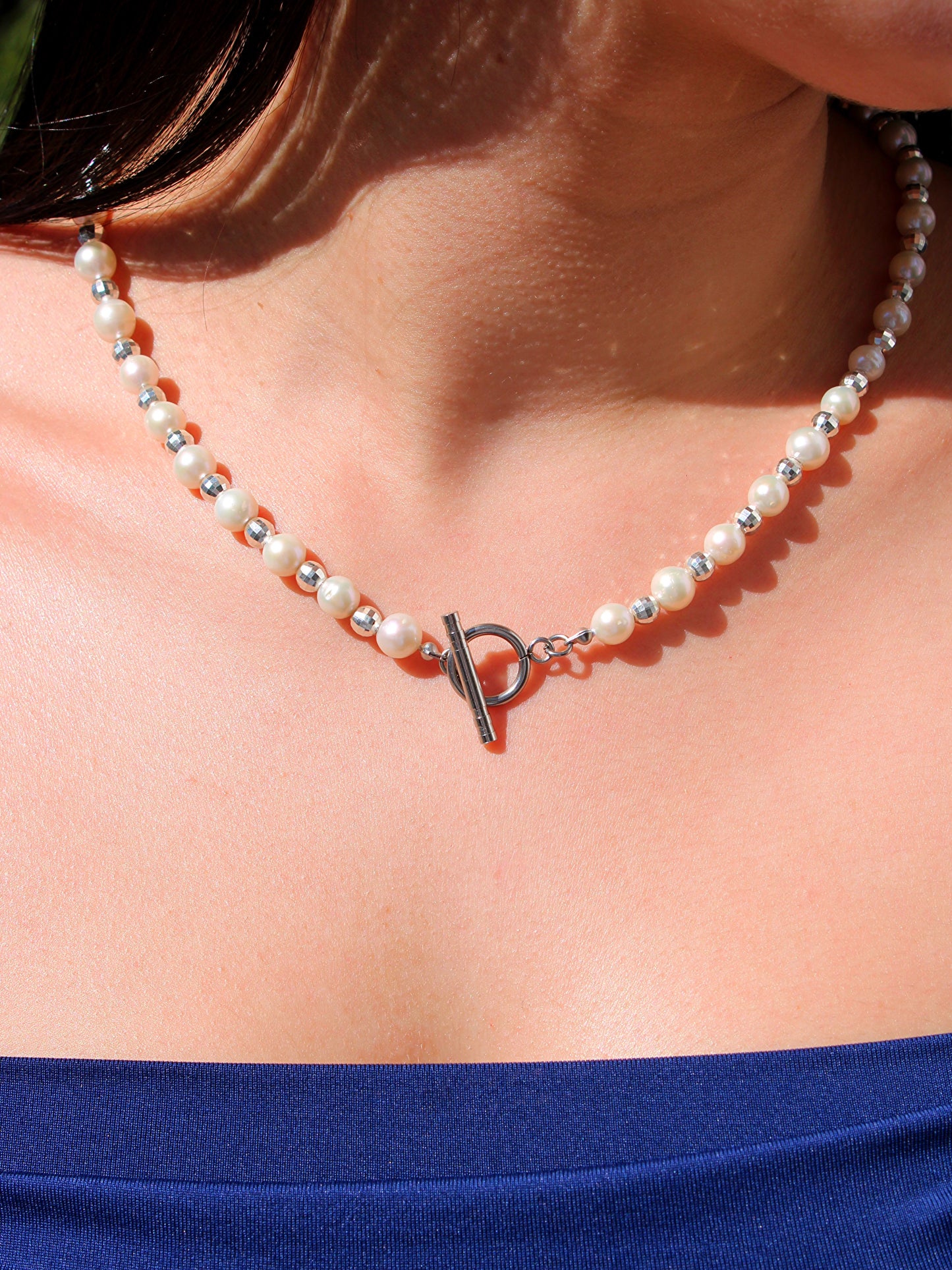Collar Perlas y Cuentas de Plata
