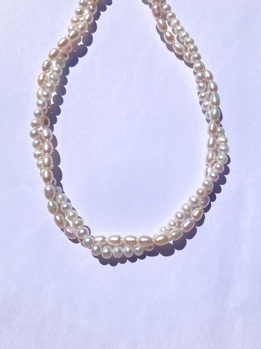 Collar Torcido Doble Perla