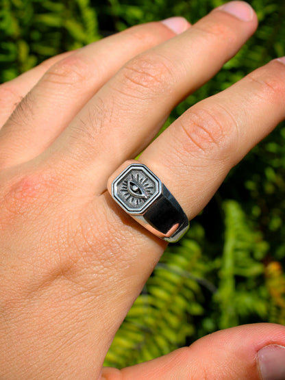 Anillo Sello Cuadrado de Ojo Turco