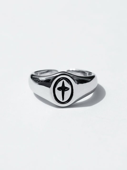 Anillo Sello Estrella Cruz