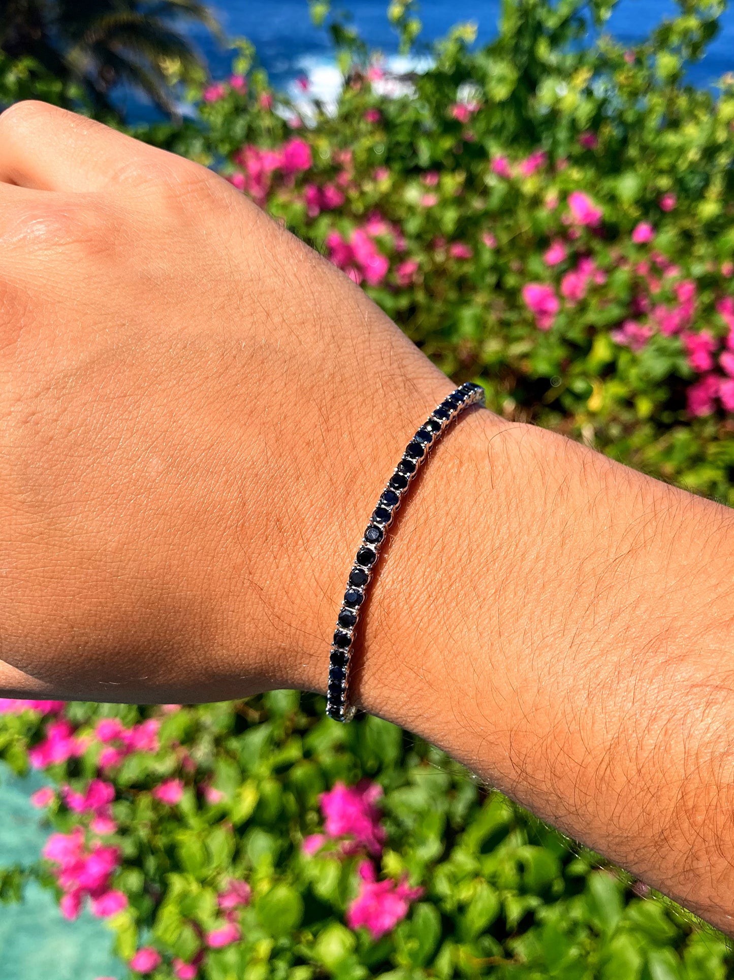 Pulsera Tipo Tenis Piedra Negra